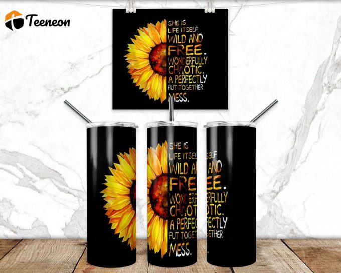 Sunflower Tumbler Wrap Png 3D Tumbler Design Skinny Sublimation Tumbler 1