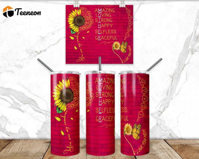 Sunflowermom Tumbler Wrap Png 3D Tumbler Design Skinny Sublimation Tumbler Momtumblr 1