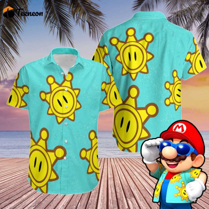Sunshine Hawaiian Shirt, Super Mario Hawaiian Shirt, Game Shine Shirt, Plumber Brothers Halloween Costume Cosplay, Gamer Gift For Him Or Her 1