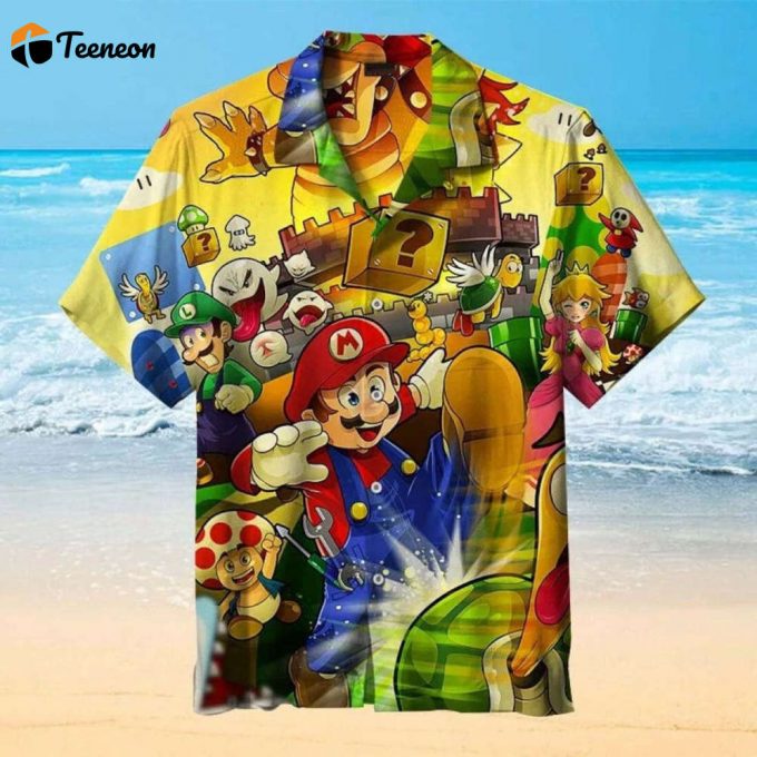 Super Mario Hawaiian Shirt, Super Mario And Friends Button Down Shirt, Mario Bros Summer Hawaii Shirt 1