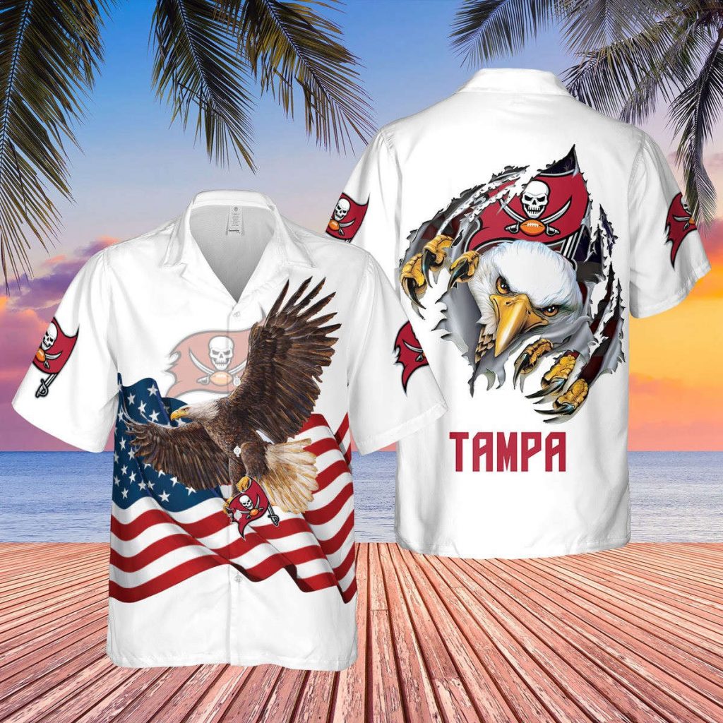 Tampa Bay Buccaneers Eagle Hawaiian Shirt - American Flag Design 2