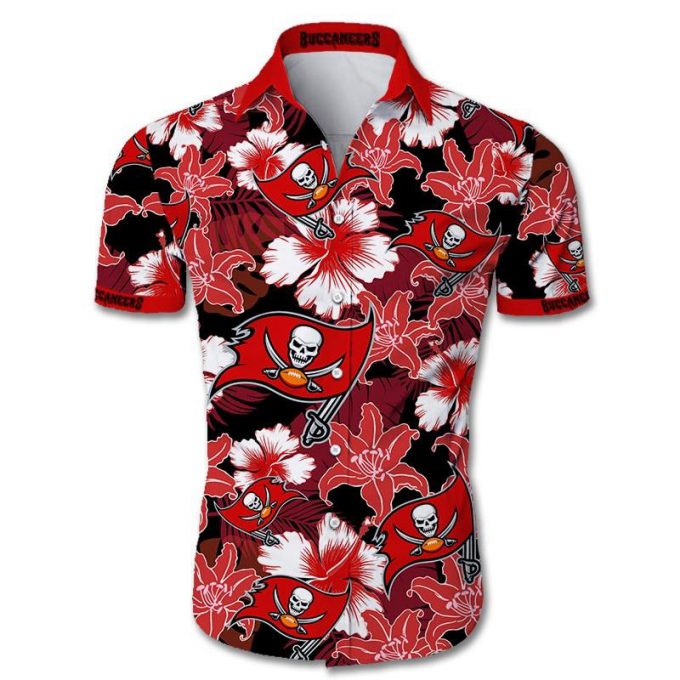 Tampa Bay Buccaneers Hawaiian Shirt Tropical Flower Short Sleeve 1