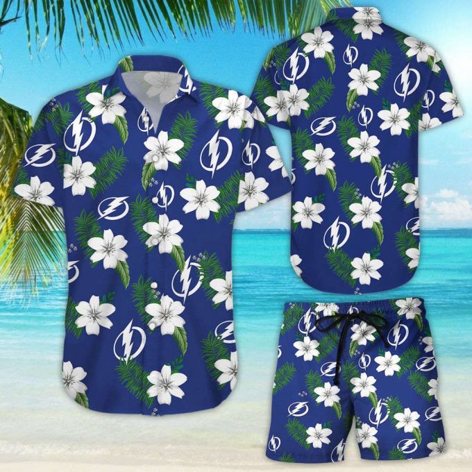 Tampa Bay Lightning Hawaiian Shirt Floral Button Up Slim Fit Body 1