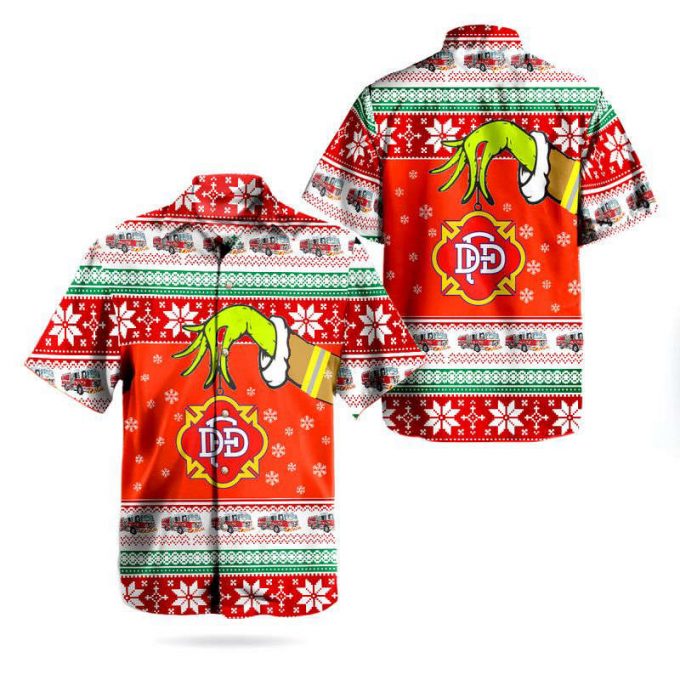 Gifts 2024Gifts 2024 Dallas Fire-Rescue Department Fire Engine Ugly Christmas Hawaiian Shirt 1