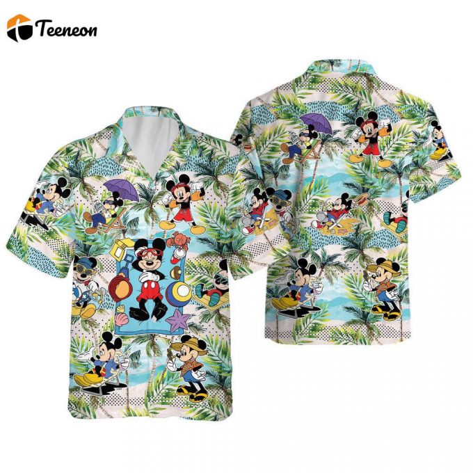 Tropical Disney Mickey Hawaiian Short Sleeve Shirt, Beach Mickey 1