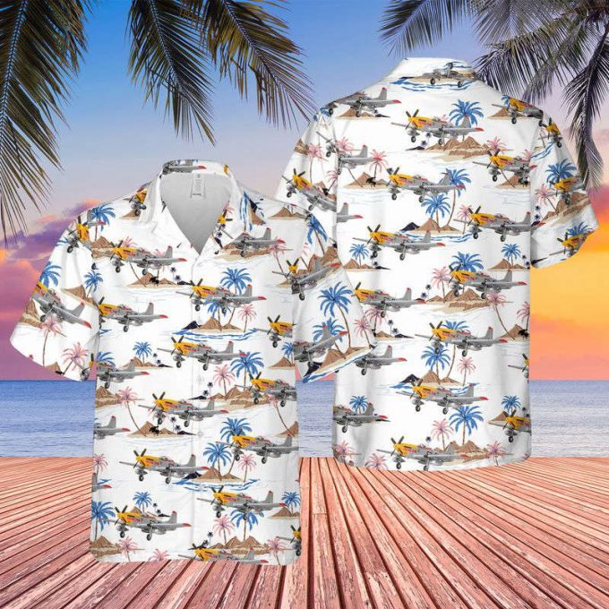 Gifts 2024Gifts 2024 Us Air Force P-51D Mustang &Amp;Quot;Detroit Miss&Amp;Quot; Of The 375Th Fighter Squadron Hawaiian Shirt 1