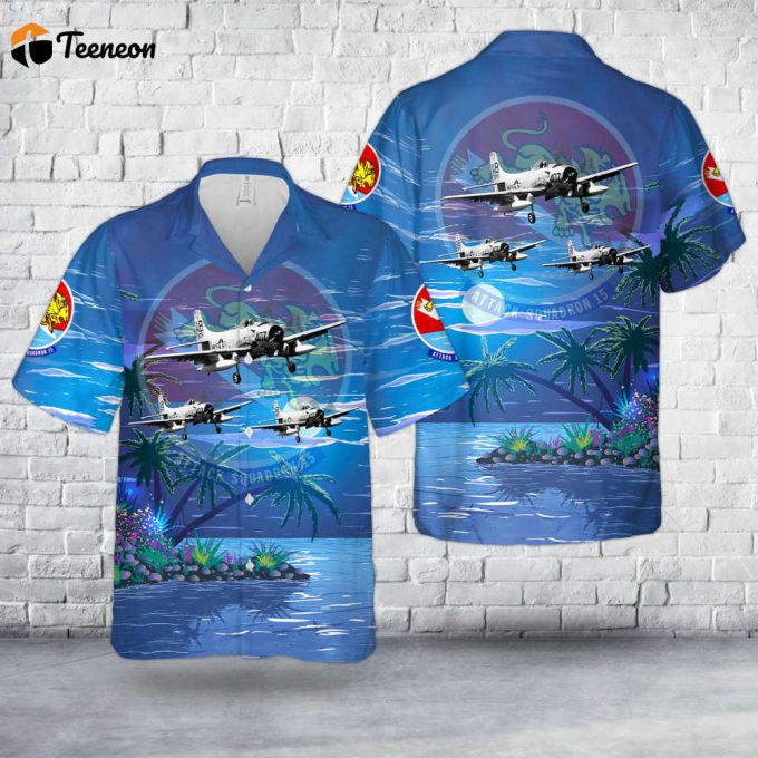 U.s. Navy Douglas Ad-6 Skyraider (Buno 139776) Of Attack Squadron 15 (Va-15) &Amp;Quot;Valions&Amp;Quot; Hawaiian Shirt Gift For Dad Father Days 1