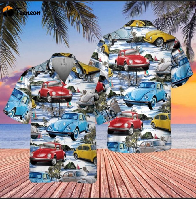 Unisex Hawai Shirt,Hawaiian Shirt,Summer Hawaiian Shirt For Men 3D,Bug Car Beach Hawaiian Shirt,Cars Shirt Police,Car Love Gift,Tropical Shi 1