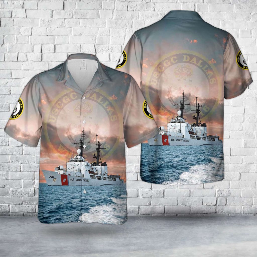 Us Coast Guard Uscgc Dallas (Whec-716) Hamilton-Class Cutter Hawaiian Shirt 2