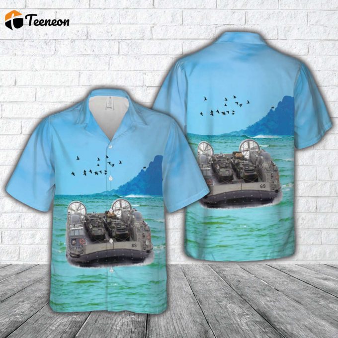 Us Navy 030113-N-2972R-114 A Landing Craft Air Cushion (Lcac) 69 Vehicle From Assault Craft Unit Four (Acu-4) Transports Marine Assault Vehicles To Kearsarge Hawaiian Shirt Gift For Dad Father Days 1