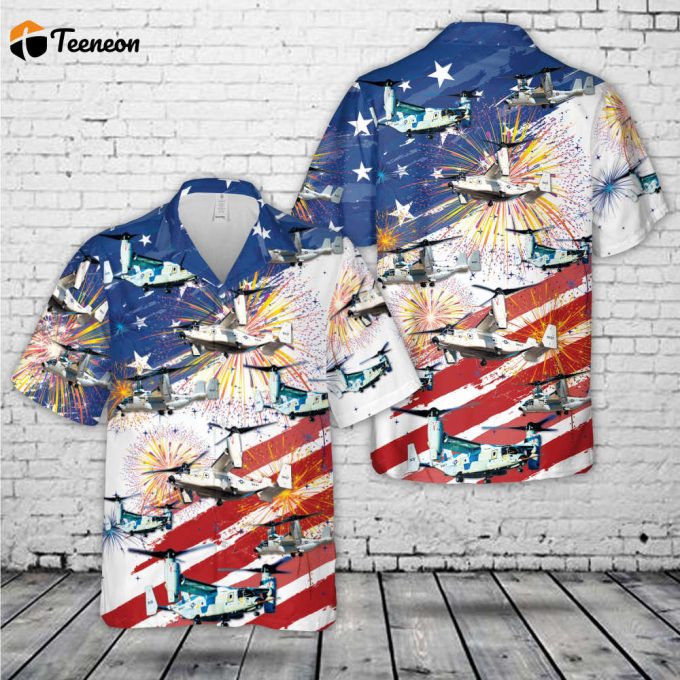 Us Navy Bell Boeing Cmv-22B Osprey, 4Th Of July Hawaiian Shirt Gift For Dad Father Days 1