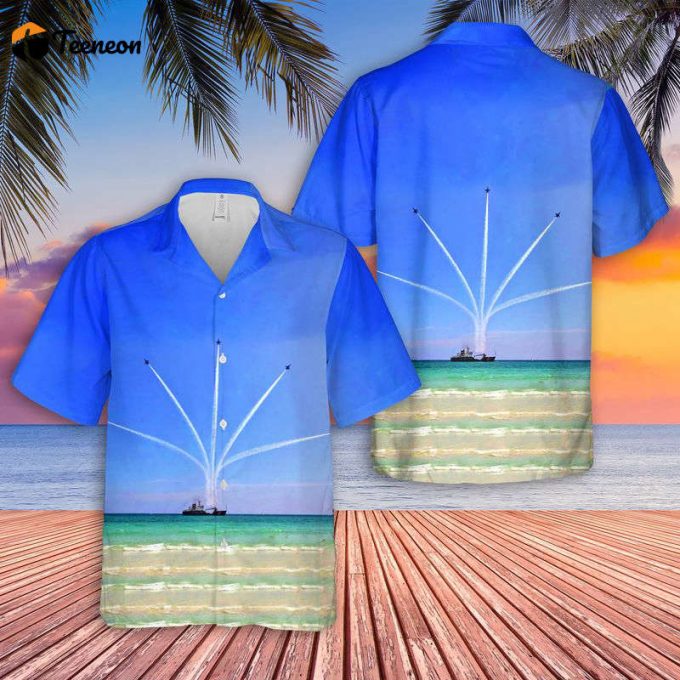 Us Navy Blue Angels Show Over Pensacola Beach Pier Hawaiian Shirt Gift For Dad Father Days 1