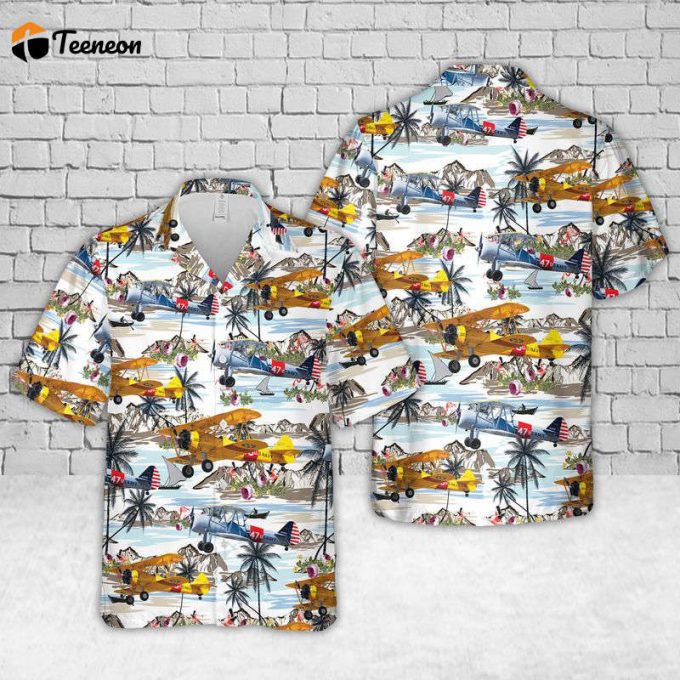 Us Navy Boeing E75 Stearman Hawaiian Shirt Gift For Dad Father Days 1