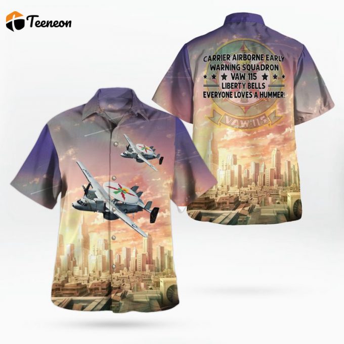 Us Navy Carrier Airborne Early Warning Squadron 115 (Vaw-115) Liberty Bells E-2C Hawkeye Hawaiian Shirt Gift For Dad Father Days 1