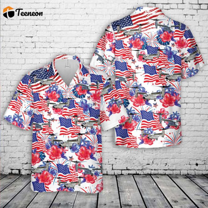 Us Navy Cmv-22B Logistics Aircraft, 4Th Of July Hawaiian Shirt Gift For Dad Father Days 1