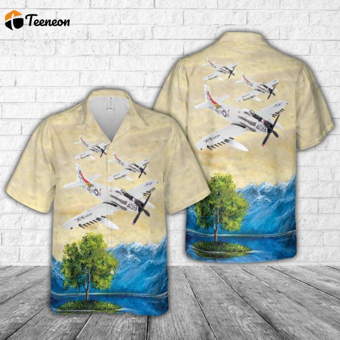 Us Navy Douglas A-1 Skyraider &Amp;Quot;Papoose Flight&Amp;Quot; Of Va-176 Hawaiian Shirt Gift For Dad Father Days 1