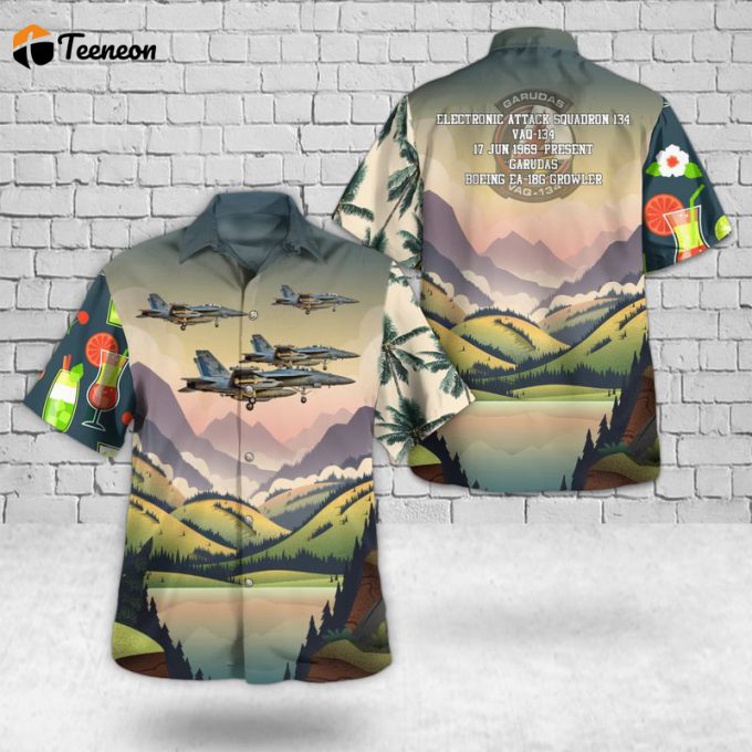 Us Navy Ea-18G Growler Of Vaq-134 &Amp;Quot;Garudas&Amp;Quot; Hawaiian Shirt Gift For Dad Father Days 1