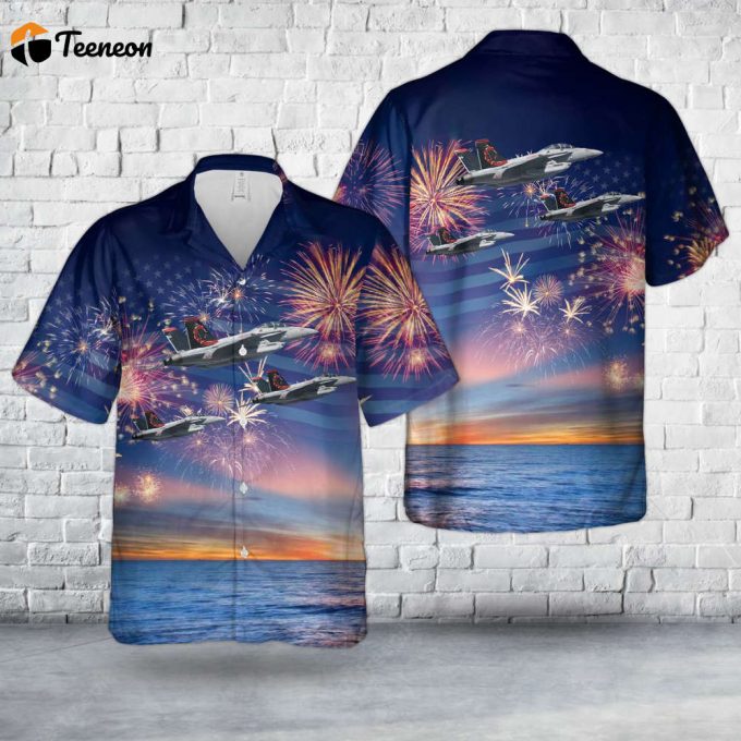 Us Navy Ea-18G Of Vaq-132 &Amp;Quot;Scorpions&Amp;Quot;, 4Th Of July Hawaiian Shirt Gift For Dad Father Days 1