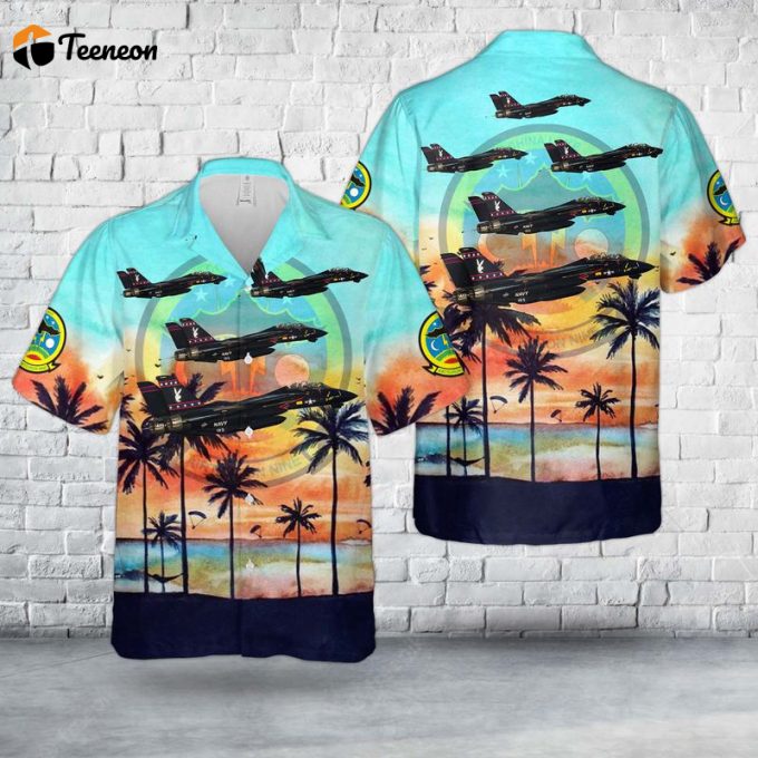 Us Navy F-14 Vx-9 &Amp;Quot;Vandy 1&Amp;Quot; Black Bunny Hawaiian Shirt Gift For Dad Father Days 1