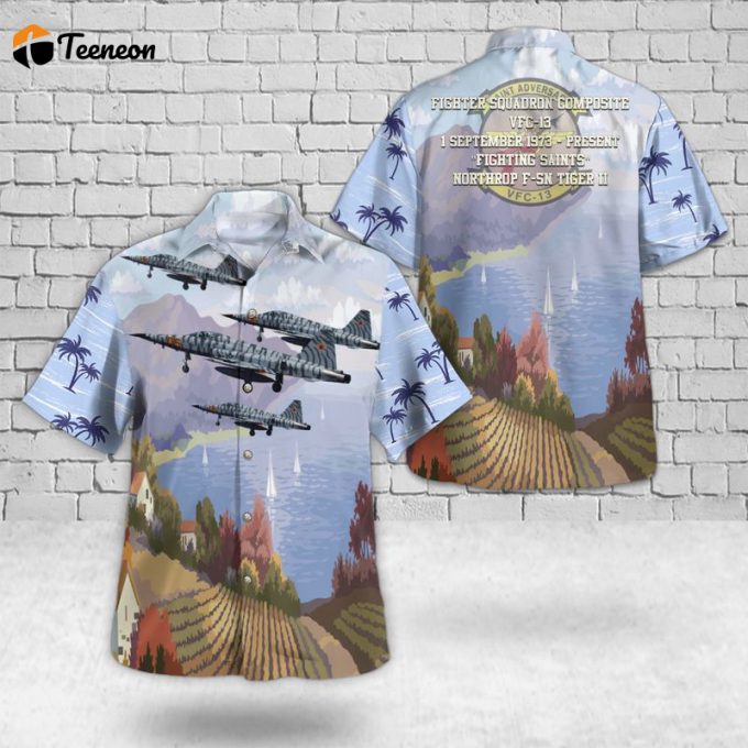 Us Navy F-5N Tiger Ii Of Vfc-13 &Amp;Quot;Fighting Saints&Amp;Quot; Hawaiian Shirt Gift For Dad Father Days 1