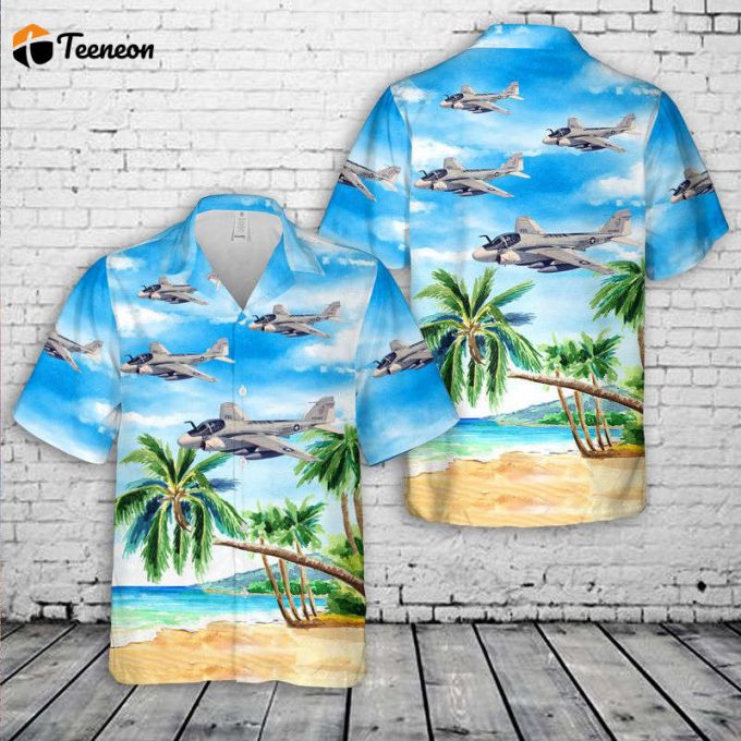 Us Navy Grumman Ka-6D Intruder (Buno 149484) From Attack Squadron 34 (Va-34) Blue Blasters Hawaiian Shirt Gift For Dad Father Days 1