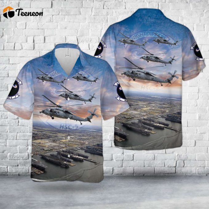 Us Navy Hsc-5 &Amp;Quot;Nightdippers&Amp;Quot; Sikorsky Mh-60S Seahawk At Naval Station Norfolk Hawaiian Shirt Gift For Dad Father Days 1