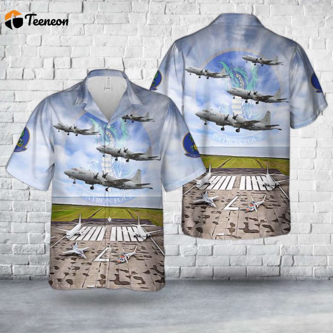 Us Navy Lockheed P-3C Orion (Buno 160287) From Patrol Squadron 4 (Vp-4) The Skinny Dragons Hawaiian Shirt Gift For Dad Father Days 1