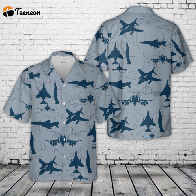 Us Navy Mcdonnell Douglas F-4 Phantom Ii Aircraft Silhouettes Hawaiian Shirt Gift For Dad Father Days 1