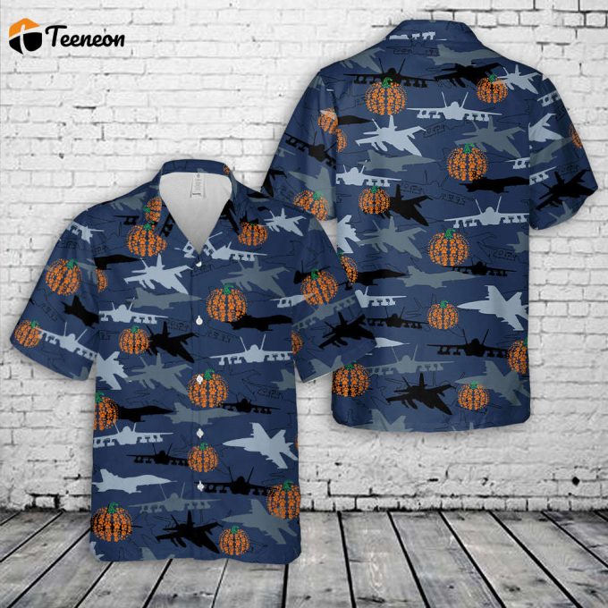 Us Navy Mcdonnell Douglas F/A-18 Hornet Silhouettes Pumpkin Hawaiian Shirt Gift For Dad Father Days