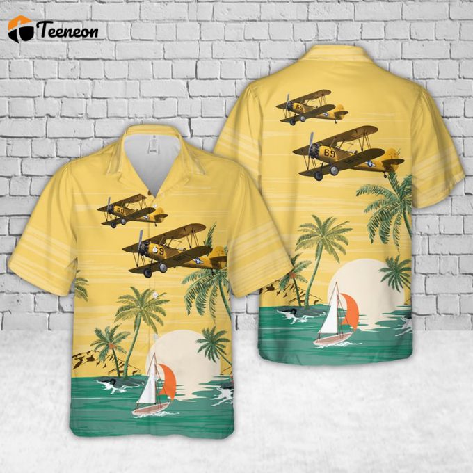 Us Navy Naval Aircraft Factory N3N-3 Yellow Peril Hawaiian Shirt Gift For Dad Father Days 1