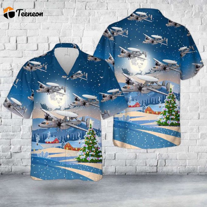 Us Navy Northrop Grumman E-2 Hawkeye Christmas Hawaiian Shirt Gift For Dad Father Days 1