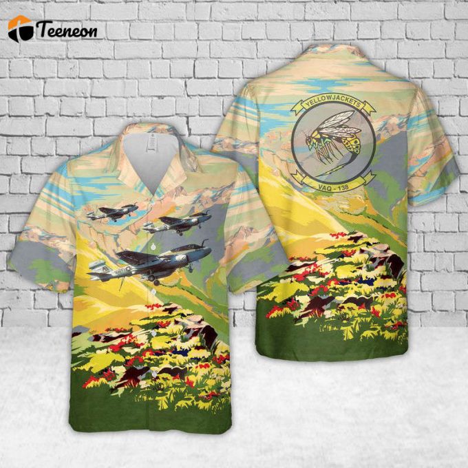 Us Navy Northrop Grumman Ea-6B Prowler Vaq-138 &Amp;Quot;Yellow Jackets&Amp;Quot; Hawaiian Shirt Gift For Dad Father Days 1