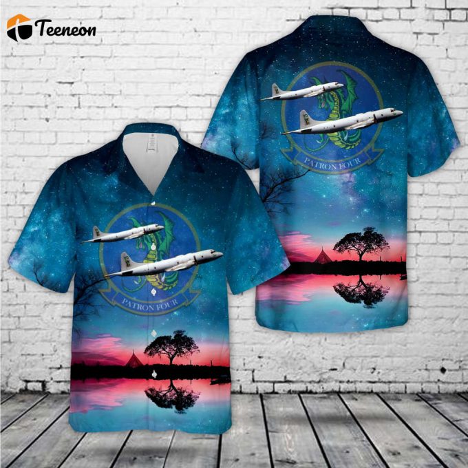 Us Navy Patrol Squadron Four (Vp-4) ‘Skinny Dragons’ P-3C Hawaiian Shirt Gift For Dad Father Days