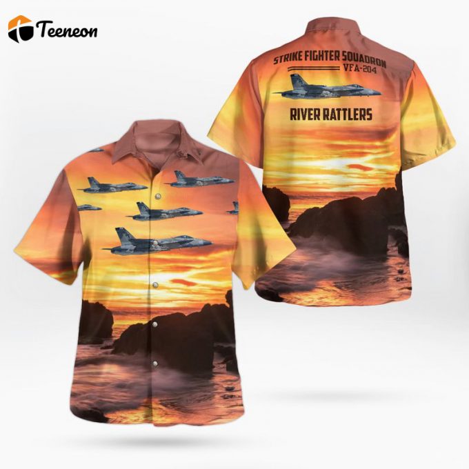 Us Navy Strike Fighter Squadron 204 (Vfa-204) River Rattlers F/A-18C/D Hornet Hawaiian Shirt Gift For Dad Father Days 1