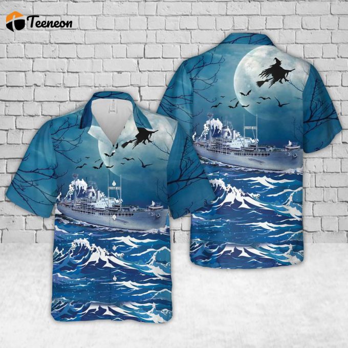 Us Navy U.s.s. Tidewater (Ad-31) Halloween Hawaiian Shirt Gift For Dad Father Days 1