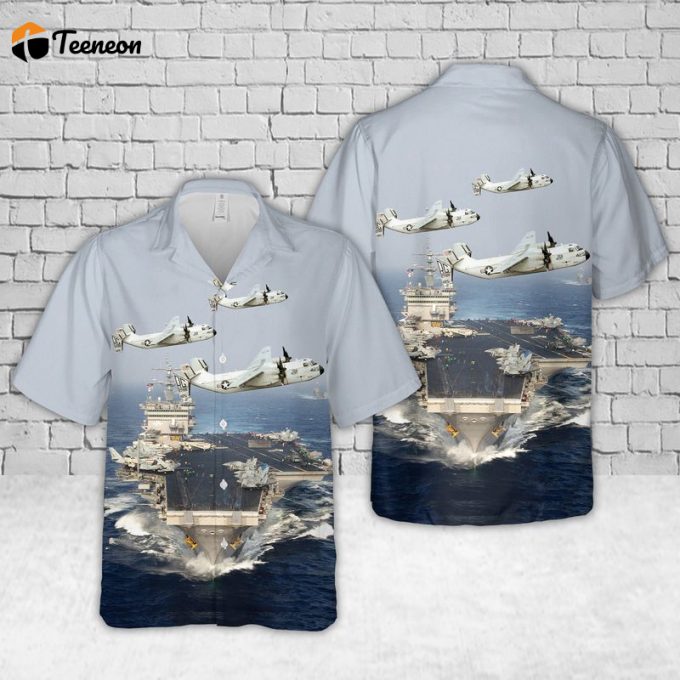 Us Navy Uss Enterprise (Cvn-65) And C-2A Greyhound Of Vrc-50 Hawaiian Shirt Gift For Dad Father Days 1