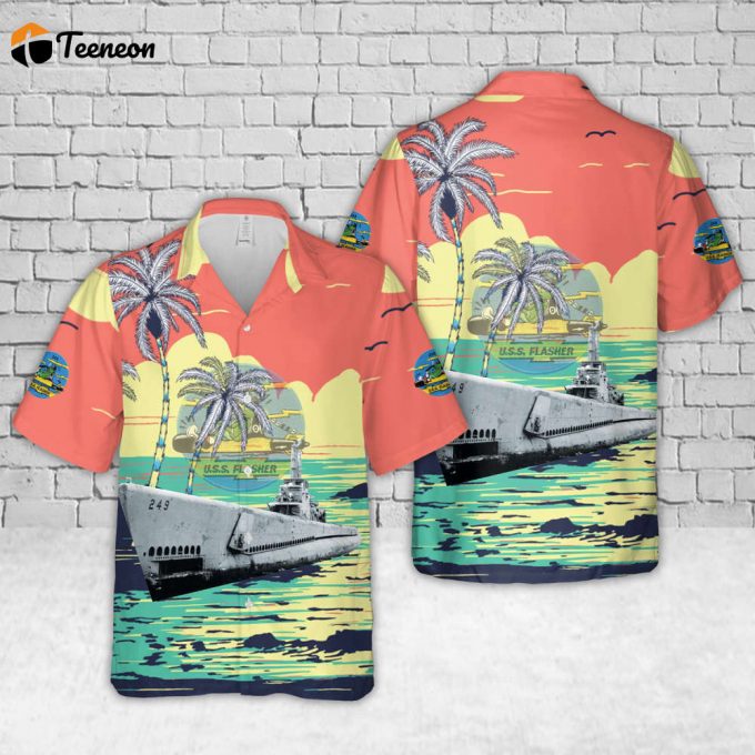 Us Navy Uss Flasher (Ss-249) Gato-Class Submarine In Wwii Hawaiian Shirt Gift For Dad Father Days 1