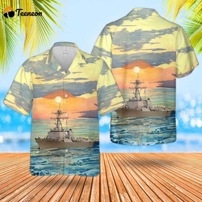 Us Navy Uss Forrest Sherman (Ddg-98) Arleigh Burke-Class Destroyer Hawaiian Shirt Gift For Dad Father Days 1