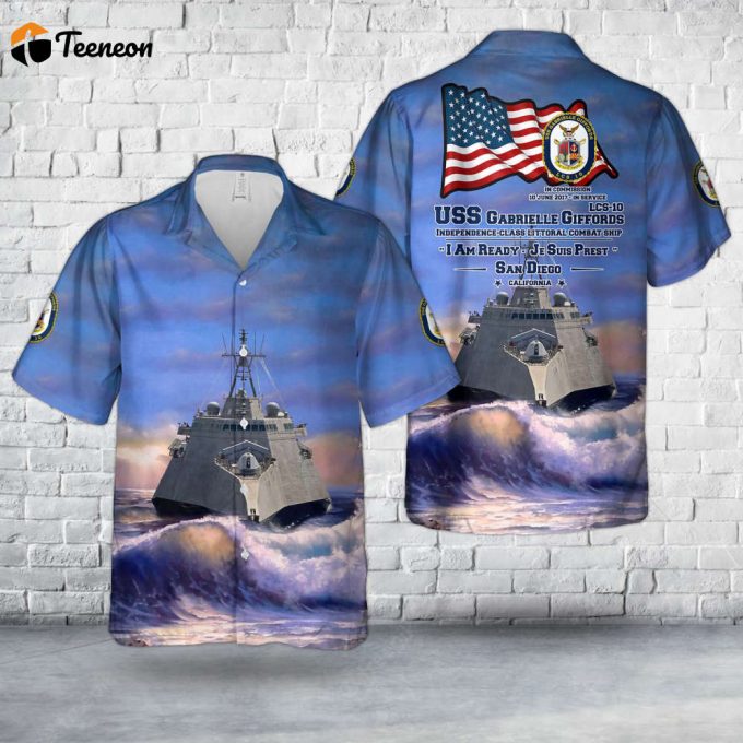 Us Navy Uss Gabrielle Giffords (Lcs-10) Independence-Class Littoral Combat Ship Hawaiian Shirt Gift For Dad Father Days 1