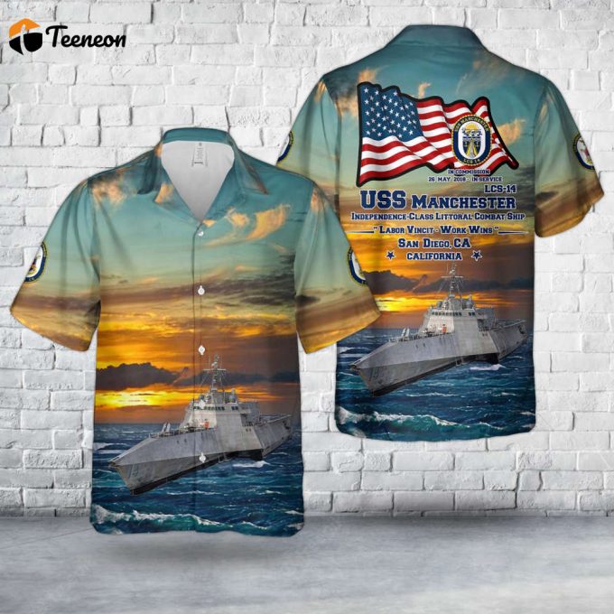 Us Navy Uss Manchester (Lcs-14) Independence-Class Littoral Combat Ship Hawaiian Shirt Gift For Dad Father Days 1