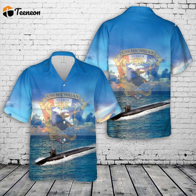 Us Navy Uss Michigan (Ssgn-727) Ohio-Class Submarine Guided-Missile Submarines Hawaiian Shirt Gift For Dad Father Days 1