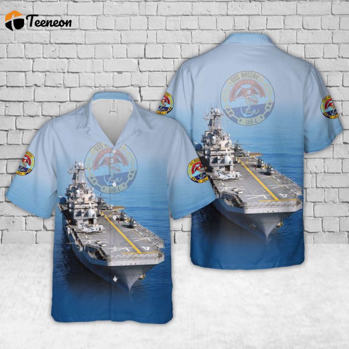 Us Navy Uss Nassau (Lha-4) Tarawa-Class Amphibious Assault Ship Hawaiian Shirt Gift For Dad Father Days 1