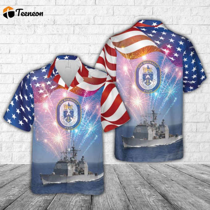 Us Navy Uss Normandy (Cg-60), 4Th Of July Hawaiian Shirt Gift For Dad Father Days 1