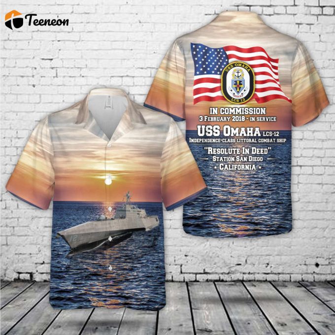 Us Navy Uss Omaha (Lcs-12) Independence-Class Littoral Combat Ship Hawaiian Shirt Gift For Dad Father Days 1