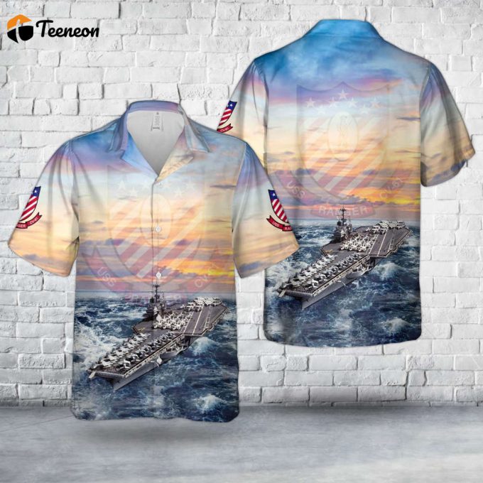 Us Navy Uss Ranger (Cv/Cva-61) Hawaiian Shirt Gift For Dad Father Days 1