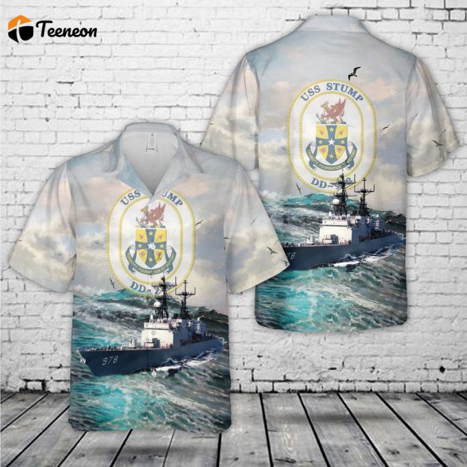 Us Navy Uss Stump (Dd-978) Hawaiian Shirt Gift For Dad Father Days 1