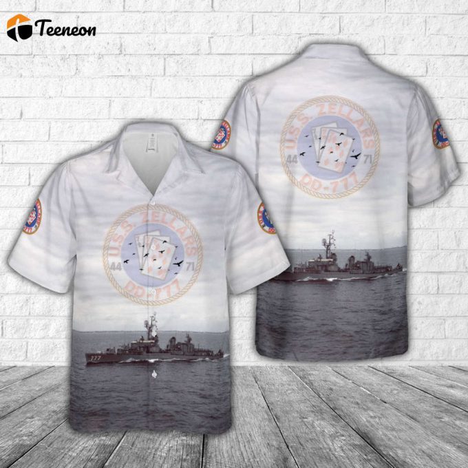 Us Navy Uss Zellars (Dd-777) Hawaiian Shirt Gift For Dad Father Days 1