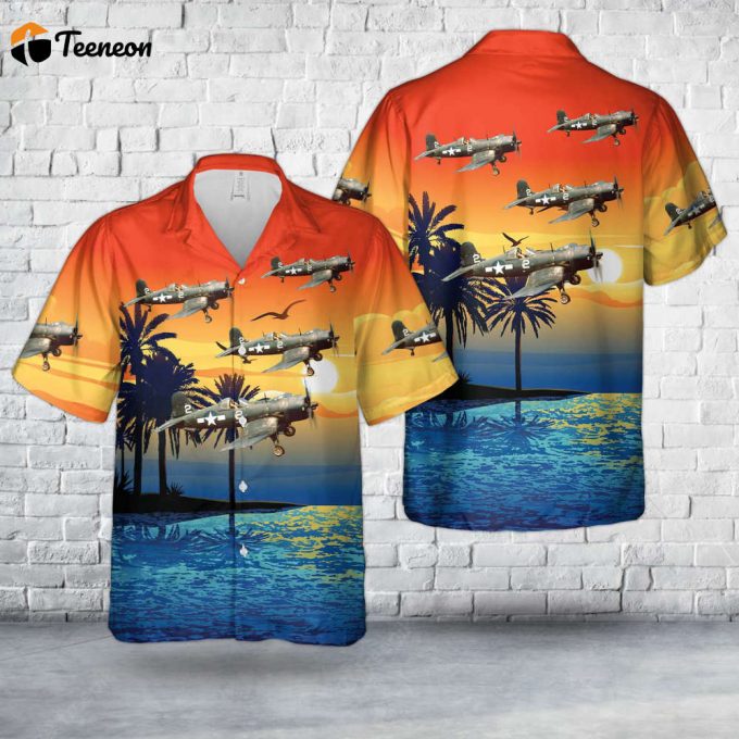 Us Navy Vought F4U-4 Corsair Of Bombing Fighter Squadron 82 (Vbf-82) &Amp;Quot;Checkmates&Amp;Quot; Hawaiian Shirt Gift For Dad Father Days 1