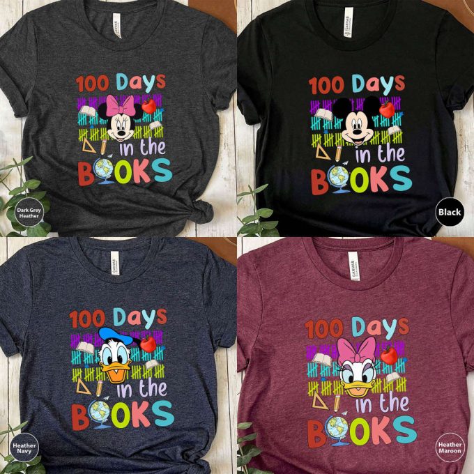 Get Inspired With 100 Days In The Books T-Shirt: Bookish Minnie Mouse &Amp; Disney Characters - Perfect School &Amp; Teacher Shirt For Reading Enthusiasts! 3