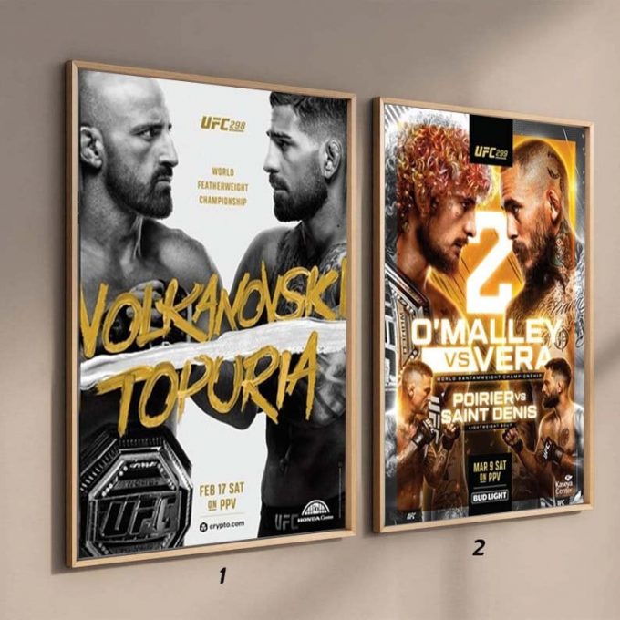 Ufc 299 O'Malley Vs Vera 2 Ufc Poster For Home Decor, Ufc 298 Volkanovski Vs Topuria Poster For Home Decor 1